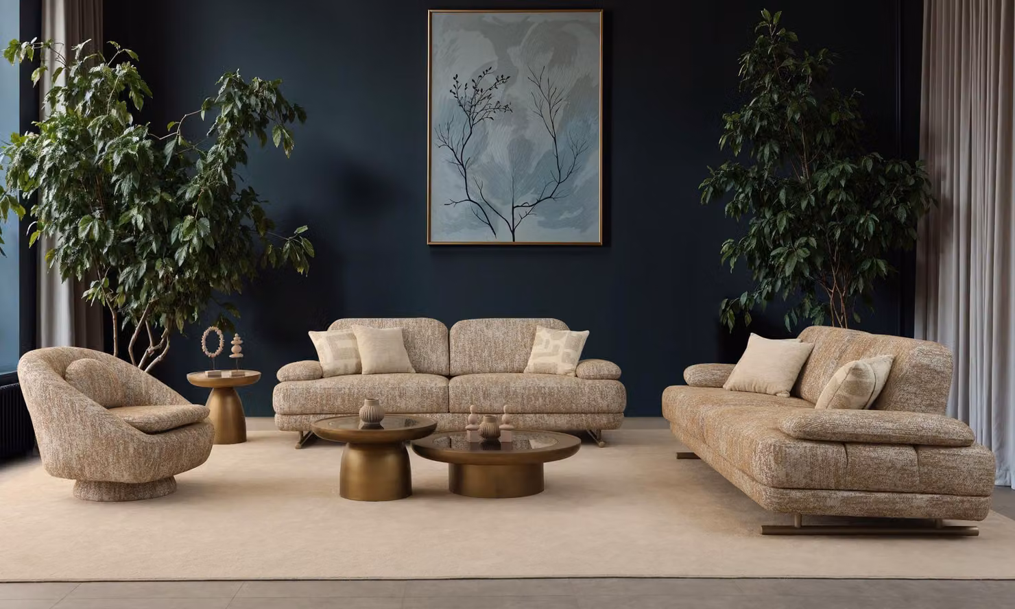 Wohnzimmer Set 3+3+1 Sitzer stilvoll & komfortabel