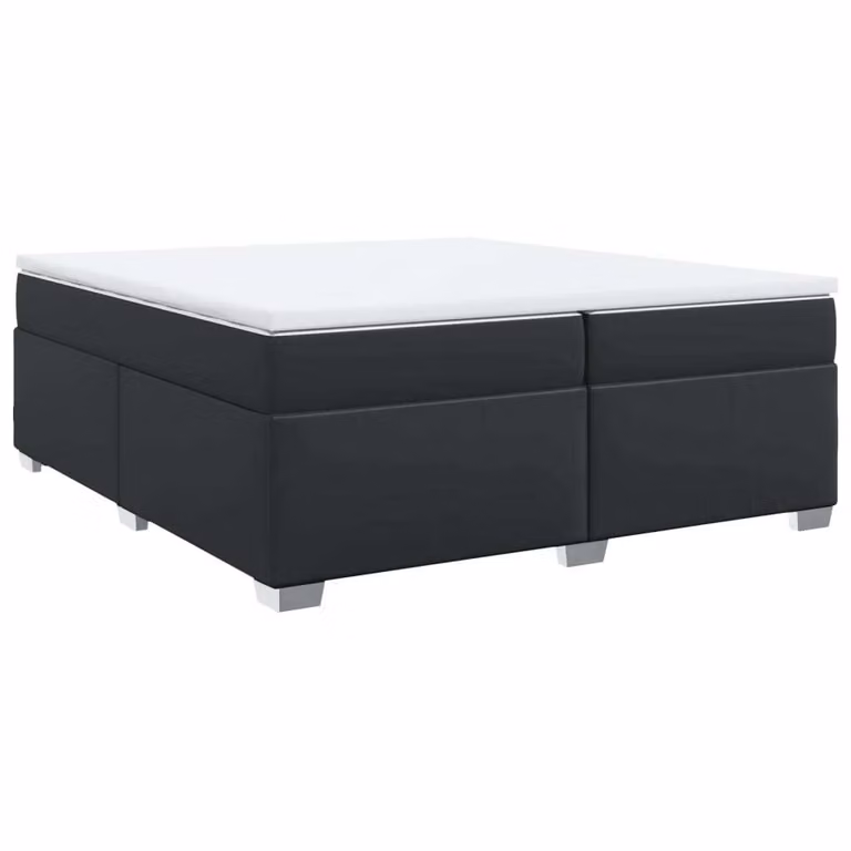 Giroletto a Molle con Materasso Nero 200x200 cm in Pelle finta