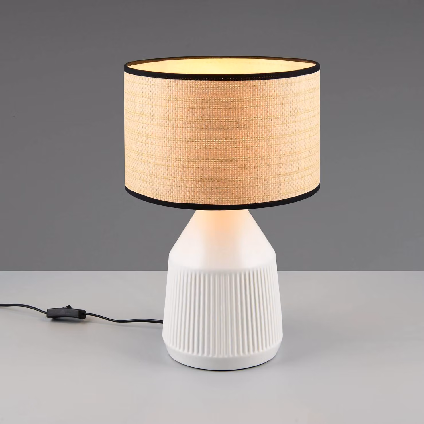 Reality Leuchten Lampada da tavolo Formentera, Bianco / Opale, Soggiorno / Sala da pranzo, Ceramica, Lampada da tavolo