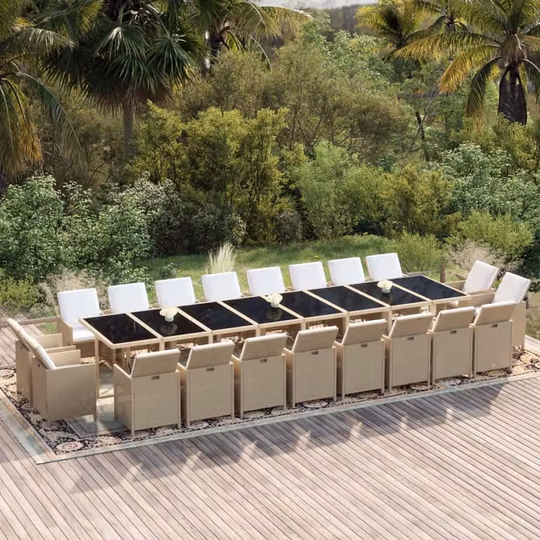 Maison Exclusive - Set da pranzo da giardino da 21 pezzi con cuscini in rattan sintetico beige