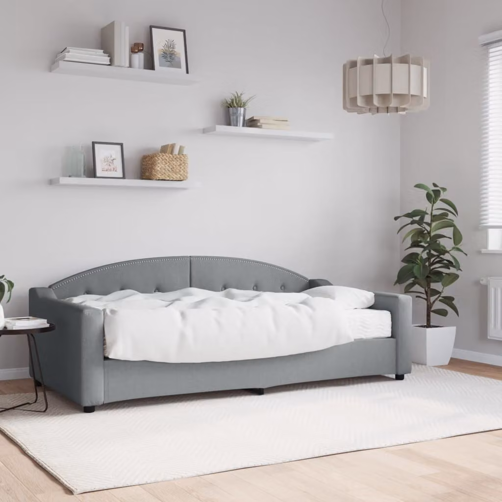 vidaXL Divano Letto Moderno in Tessuto Grigio con Materasso in Schiuma L/P/H: 90 x 190 cm
