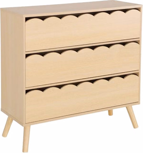 Cassettiera per bambini effetto legno 3 cassetti, marrone naturale