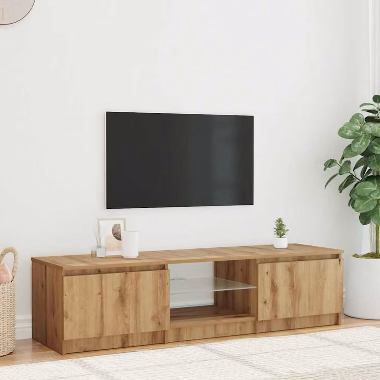 vidaXL Mobile Porta TV Moderno con Illuminazione LED Integrata, Colore Marrone, L 140 x P 40 x H 36 cm