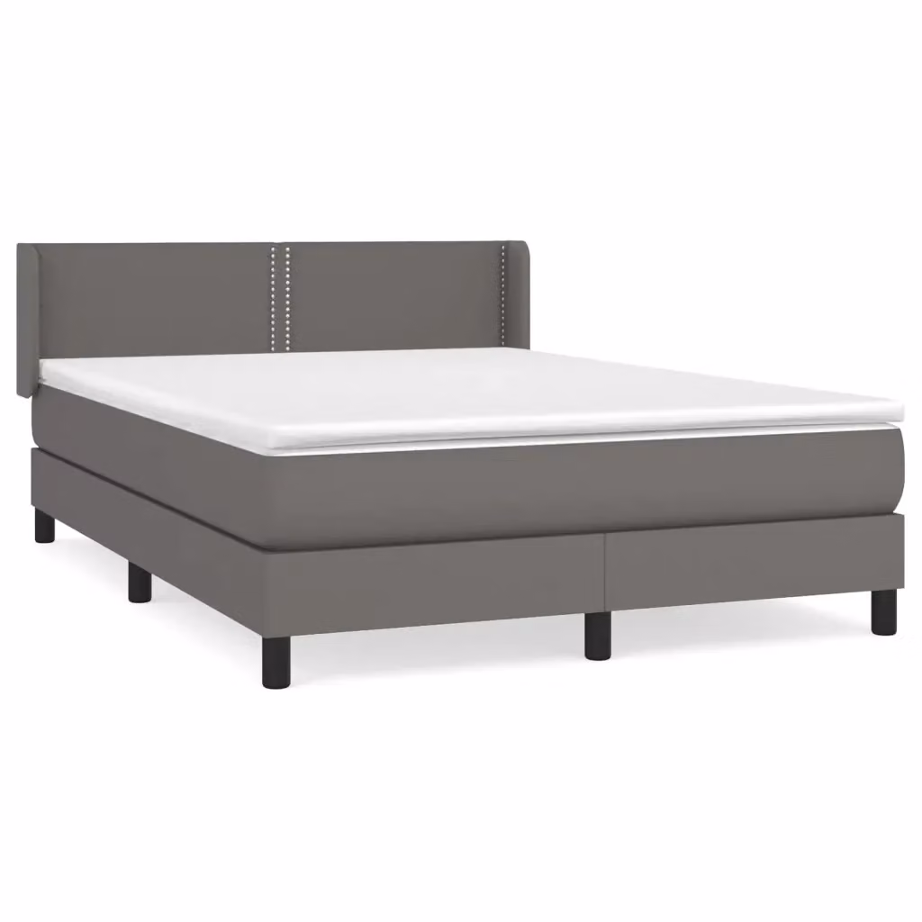 vidaXL Giroletto a Molle con Materasso in Similpelle Grigio e Bianco L/P/H: 190 x 140 x 88 cm – 2