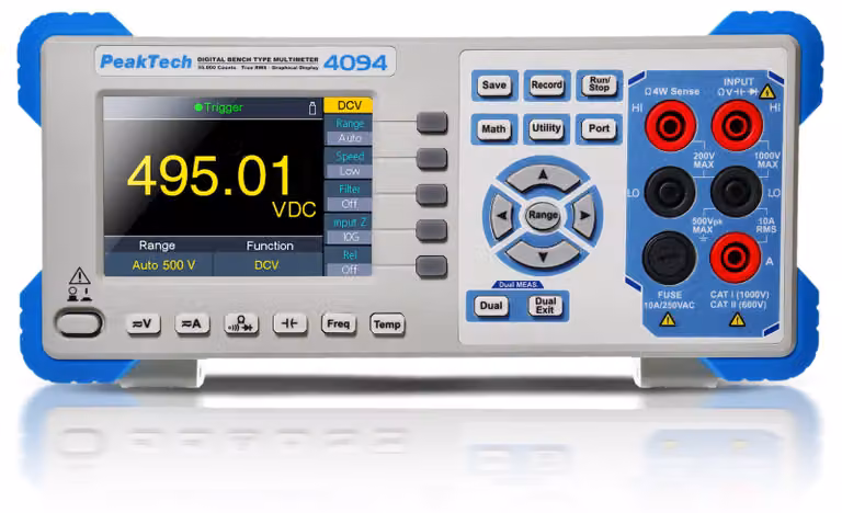 PeakTech P 4094 Multimetro da banco - 55.000 conteggi, display TFT, RS-232 - Strumento di misura RMS reale e preciso per laboratorio e industria