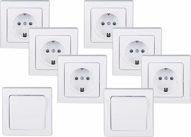 Kit di avviamento ChiliTec DELPHI, 8 pezzi, bianco 6x presa di corrente, 2x interruttore, incl. telaio