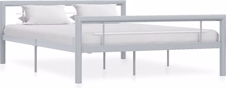 Struttura letto grigia e bianca in metallo, 160 x 200 cm - Struttura letto - Letti - Telaio letto - Letto matrimoniale