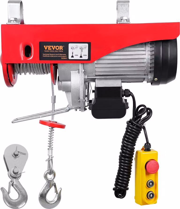 argano elettrico del cavo 500kg a 1000kg altezza di sollevamento 12m argano del cavo motorizzato argano 1600W motore di rame blocco puleggia 10m/min sollevamento velocità argano con telecomando cablato paranco a catena paranco del cavo