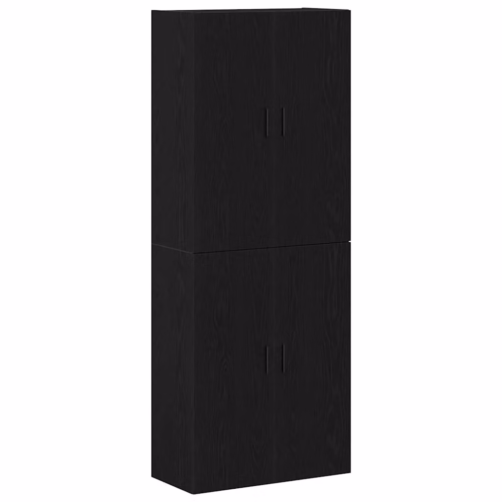 Set di 2 mobiletti a muro moderni vidaXL in legno nero opaco L: 69,5 cm, P: 34 cm, H: 90 cm – 2