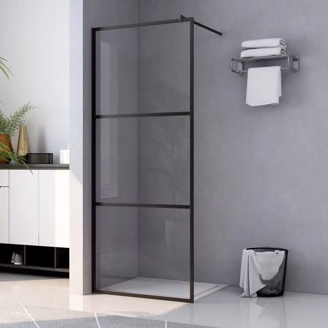 Schermo doccia walk-in vidaXL rettangolare in vetro trasparente e alluminio nero L: 100 cm, H: 195 cm – 1