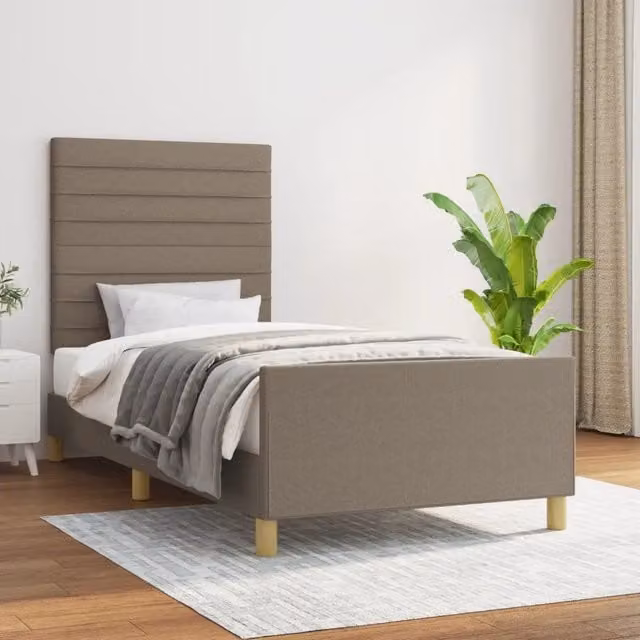 Giroletto vidaXL senza materasso in tessuto beige L/P/H: 203 x 90 x 128 cm