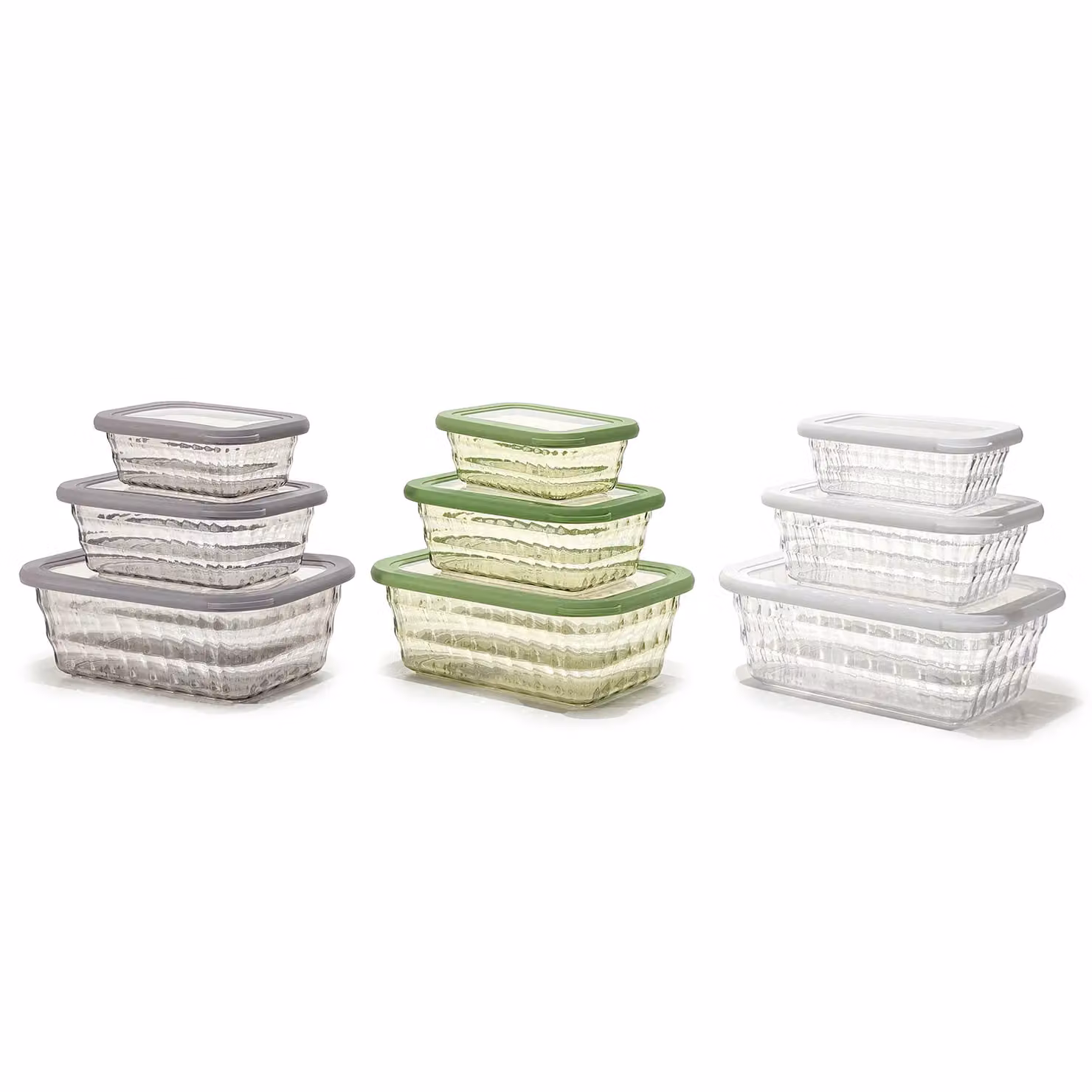 Set di 3 contenitori rettangolari ermetici trasparenti GUSTO CASA Linea Timeless impilabili e senza BPA – 1