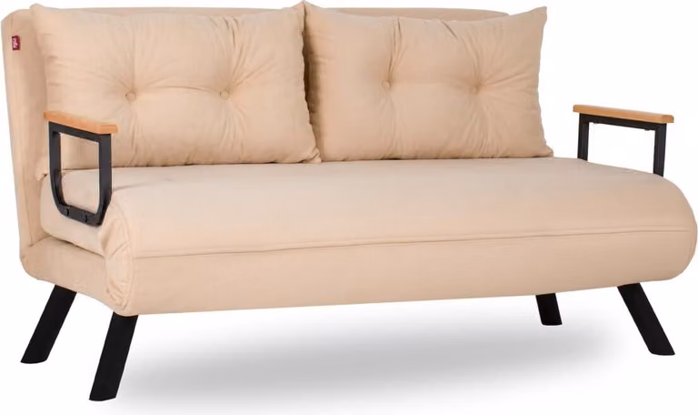 Calicosy - Divano letto 2 posti convertibile in tessuto con gambe in metallo L133 cm - SANDO