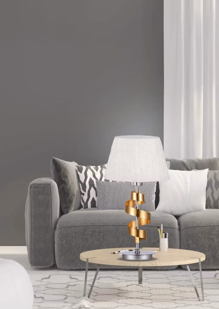 Lampada da tavolo Candellux Denis cromata e bianca con attacco E27, Altezza: 46 cm – 2