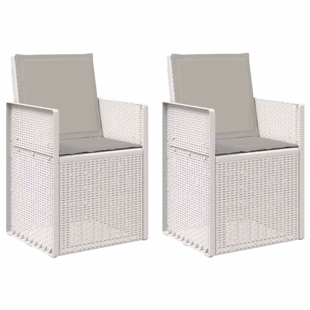 Set di 2 sedie da giardino vidaXL con cuscini, resistenti ai raggi UV, colore bianco e grigio – 2