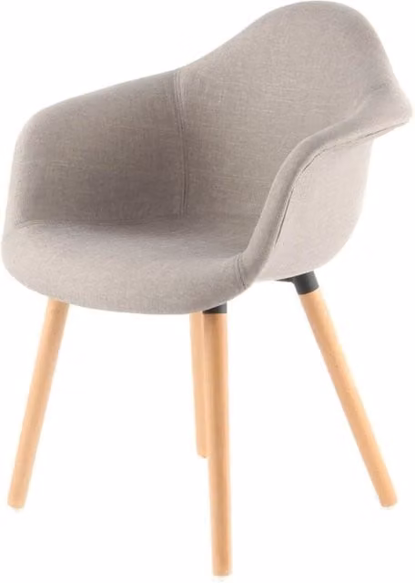 Set di 2 sedie da pranzo Winston in tessuto beige e legno