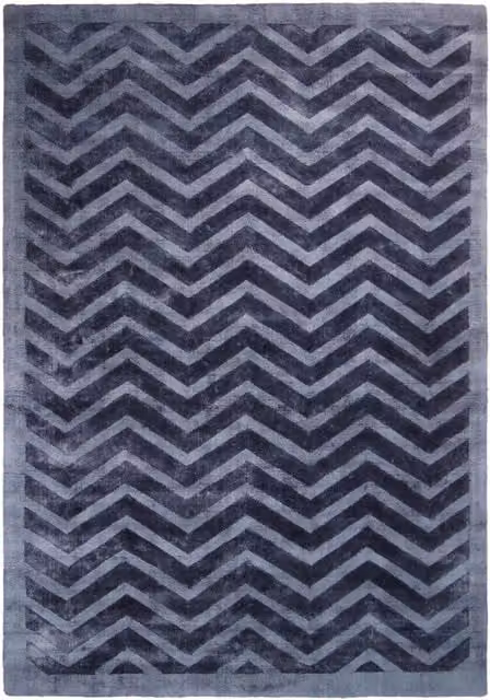 Tappeto Luxury Kendra Home Blu a spina di pesce in viscosa L: 150 cm, P: 80 cm