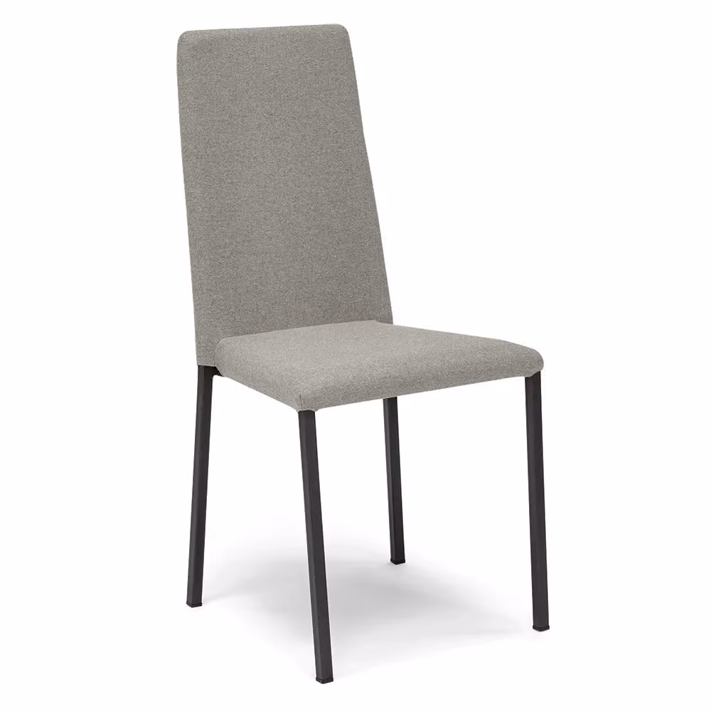 Set di 2 sedie imbottite Redokasa modello BETTY STYLE per interni, design moderno con gambe quadre in metallo e rivestimento in tessuto morbido, colore Pietra – 2