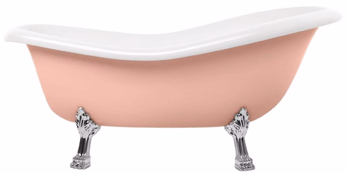 Casa Padrino Vasca da bagno liberty rosa / bianco / argento 168 cm - Vasca da bagno freestanding in stile retrò