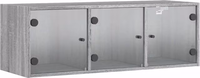 Armadio a parete in legno sonoma grigio 102 x 37 x 35 cm design elegante con ante in vetri finitura moderna 02_0049349