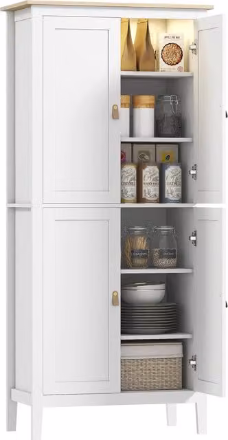 Mobile Alto da Cucina Xylo Bianco con Luce LED e Sensore di Movimento L/P/H: 40 x 40 x 176,5 cm