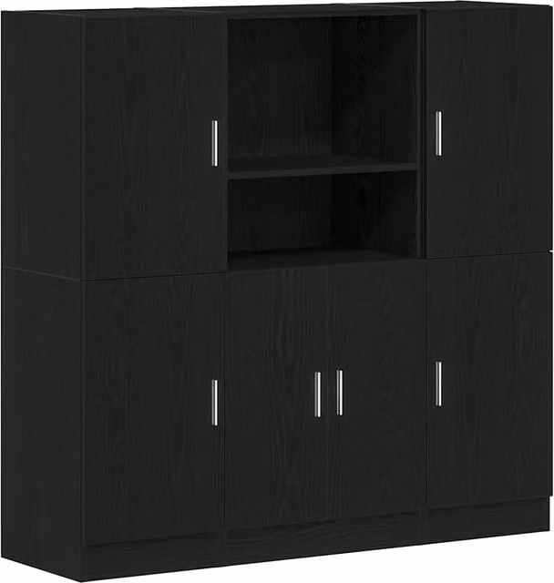 Set di Armadio pensile | Mobili da Cucina 3 pz Nero in Truciolato