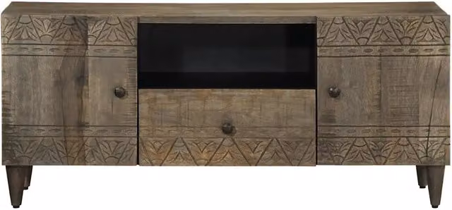Mobile Porta TV-Mobile per TV-Credenza TV Grigio Chiaro 105x33,5x46 cm in Legno Mango 595894