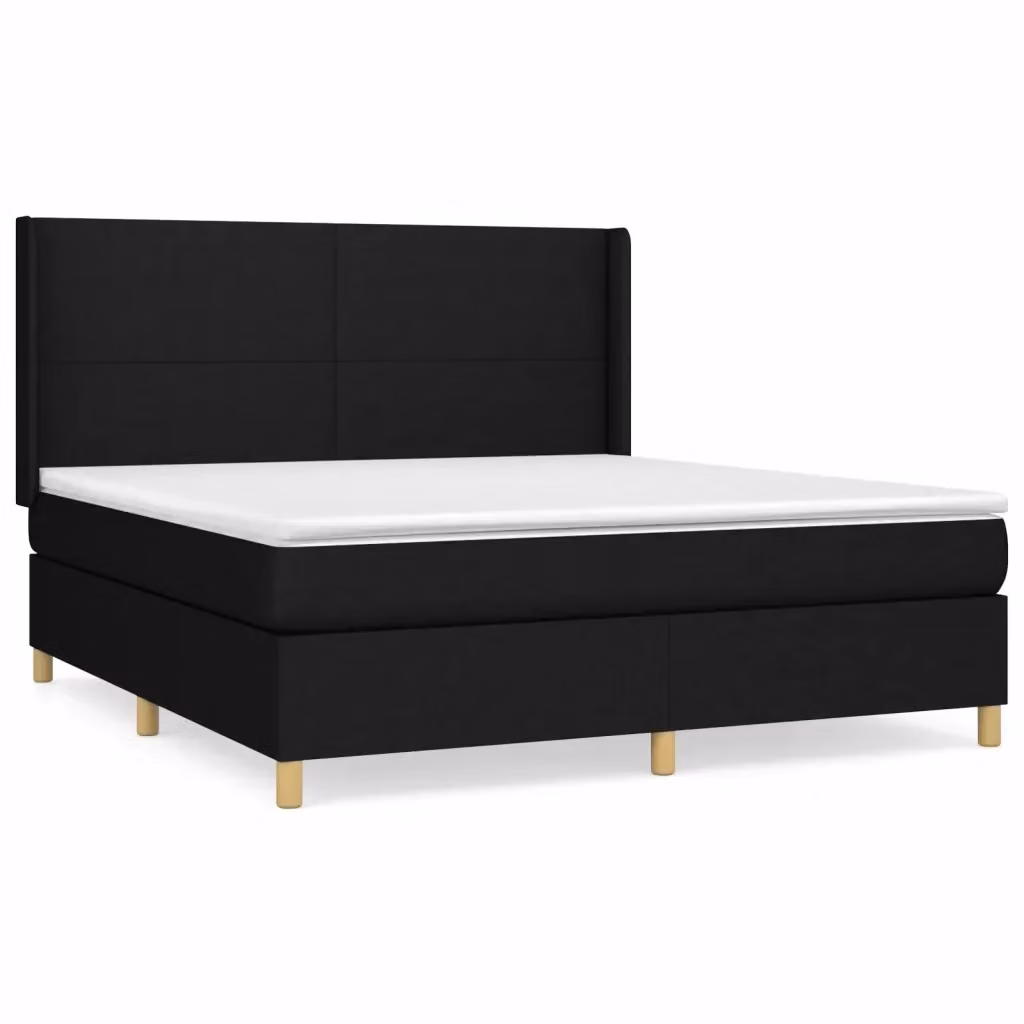 Letto Ibrido vidaXL con Giroletto a Molle e Materasso in Tessuto Nero e Bianco L/P: 160 x 200 cm – 2