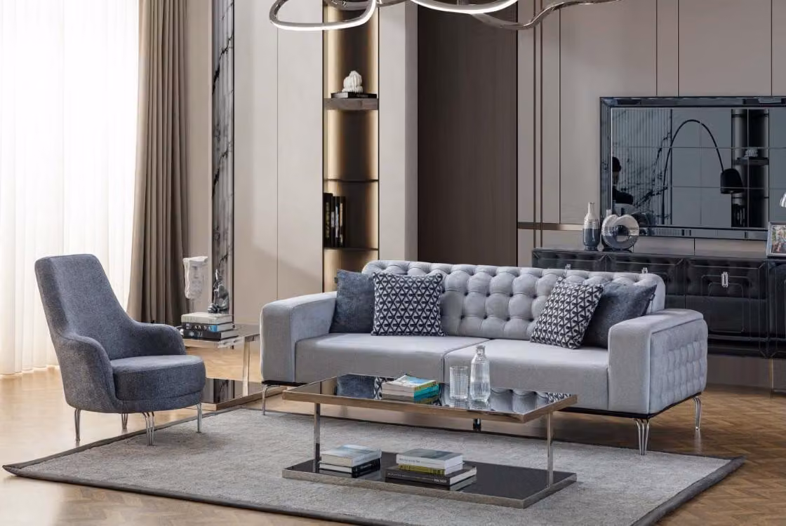 Exklusive Wohnzimmer Set von 2tlg. Sofagarnitur 3 Sitzer und Sessel