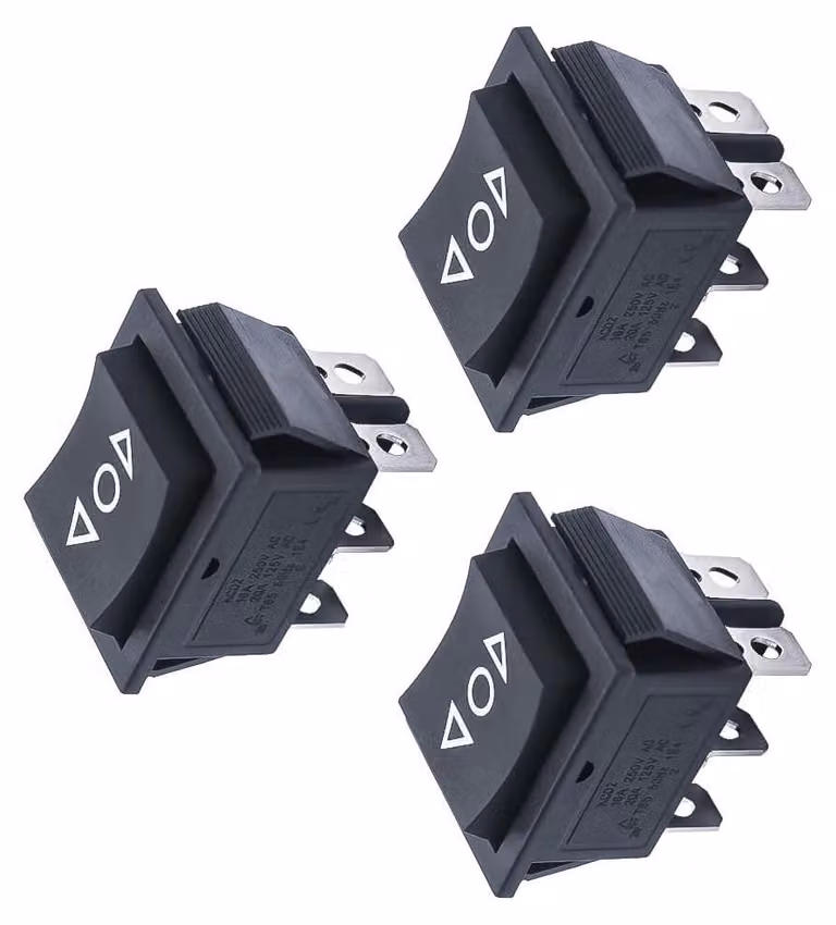 Interruttore deviato DPDT, 6 pin, 3 posizioni: (ON)/Off/(ON), 12V, 10A