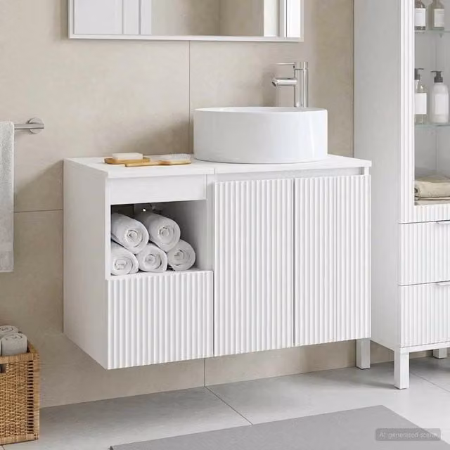 Set di mobili per il bagno 2 pz Bianco Legno ingegnerizzato 3404104