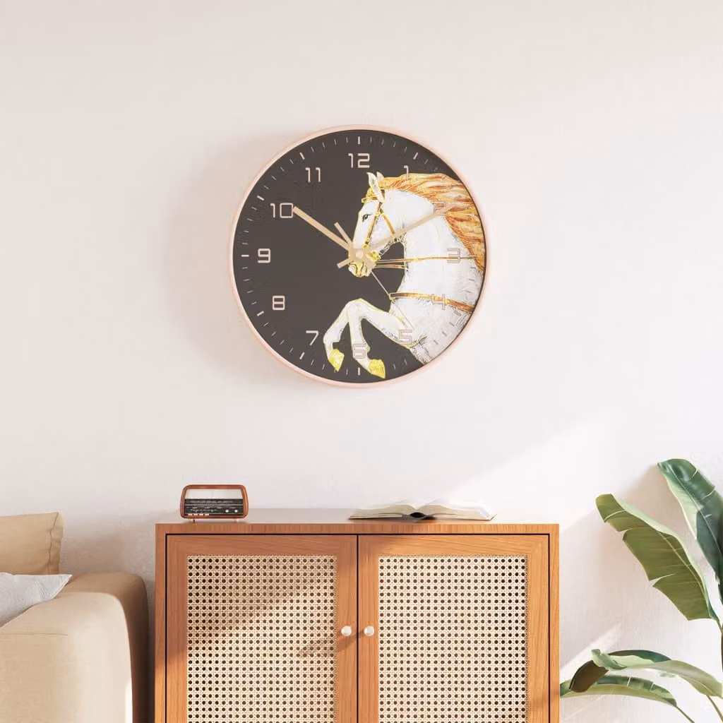 vidaXL Orologio da Parete Analogico Silenzioso Oro, Bianco e Nero con Design Animal Print, Ø 29,5 cm