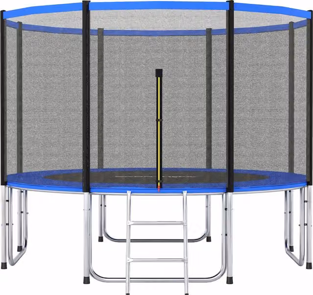 Trampolino da esterno SPORTNOW per bambini con rete di sicurezza, scala e imbottitura delle molle, diametro: 366 cm, Blu