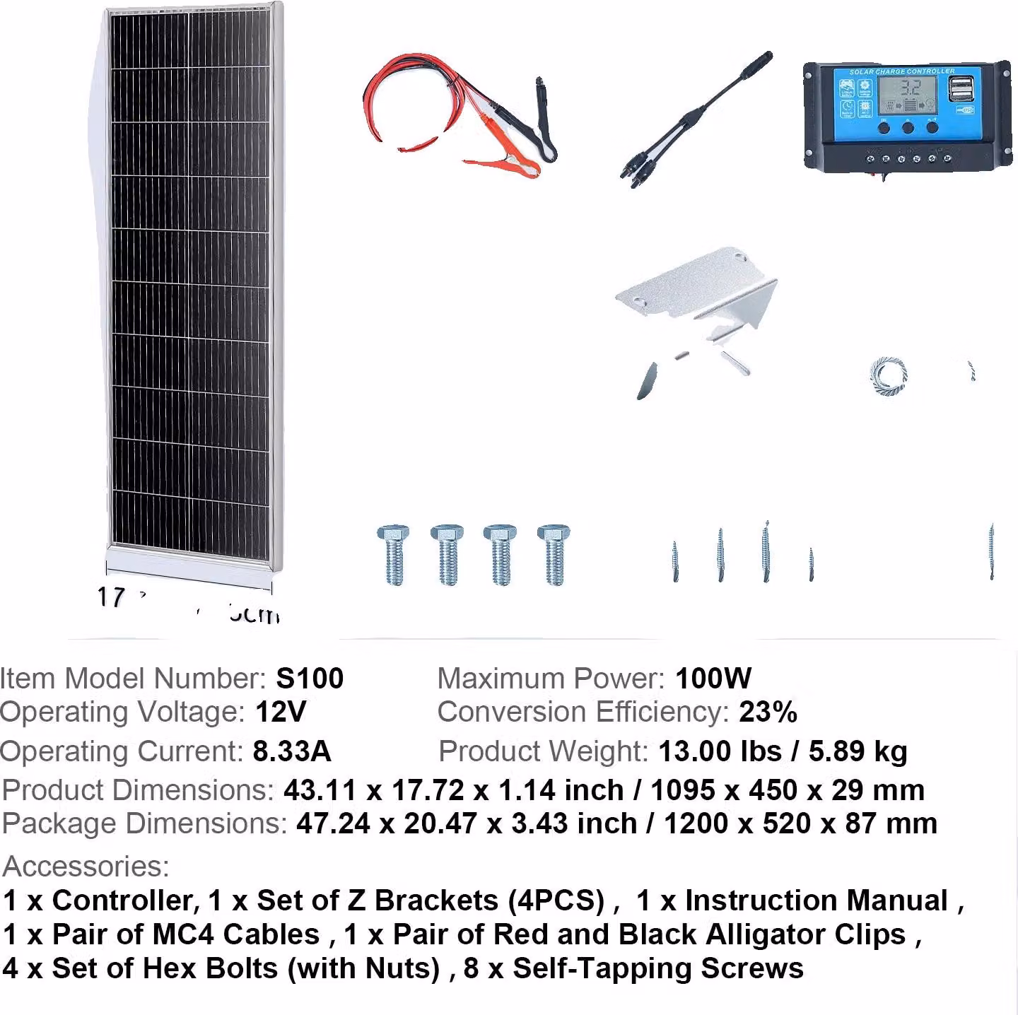 Kit pannello solare, modulo fotovoltaico ad alta efficienza, design impermeabile, 100W