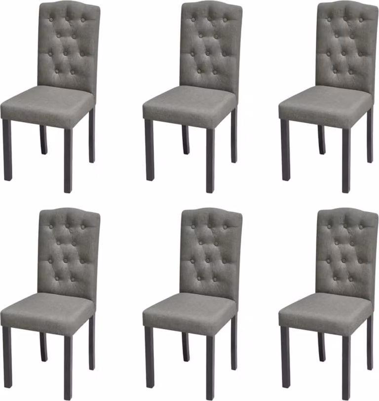 The Living Store Sedie da pranzo 6 pezzi. Tessuto grigio