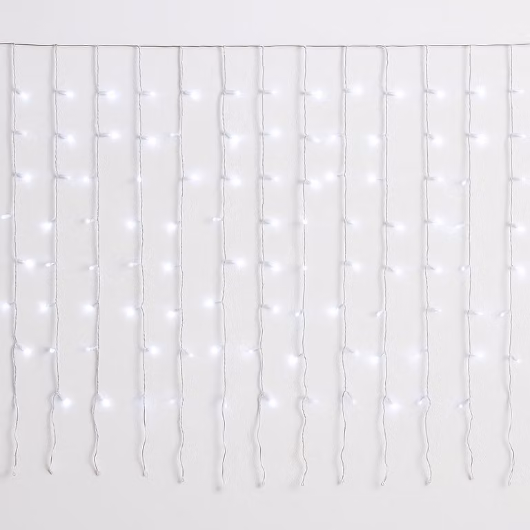 Tenda luminosa a LED, 5 metri, 200 LED, grado di protezione IP65, bianca, espandibile
