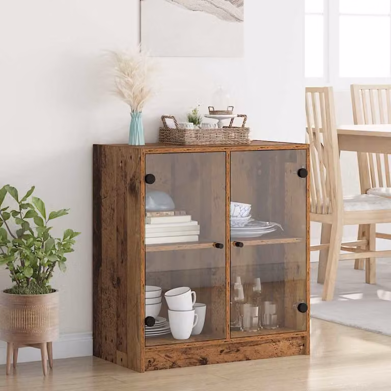 Mobile laterale vidaXL in legno vecchio marrone L: 68 cm, P: 37 cm, H: 75,5 cm
