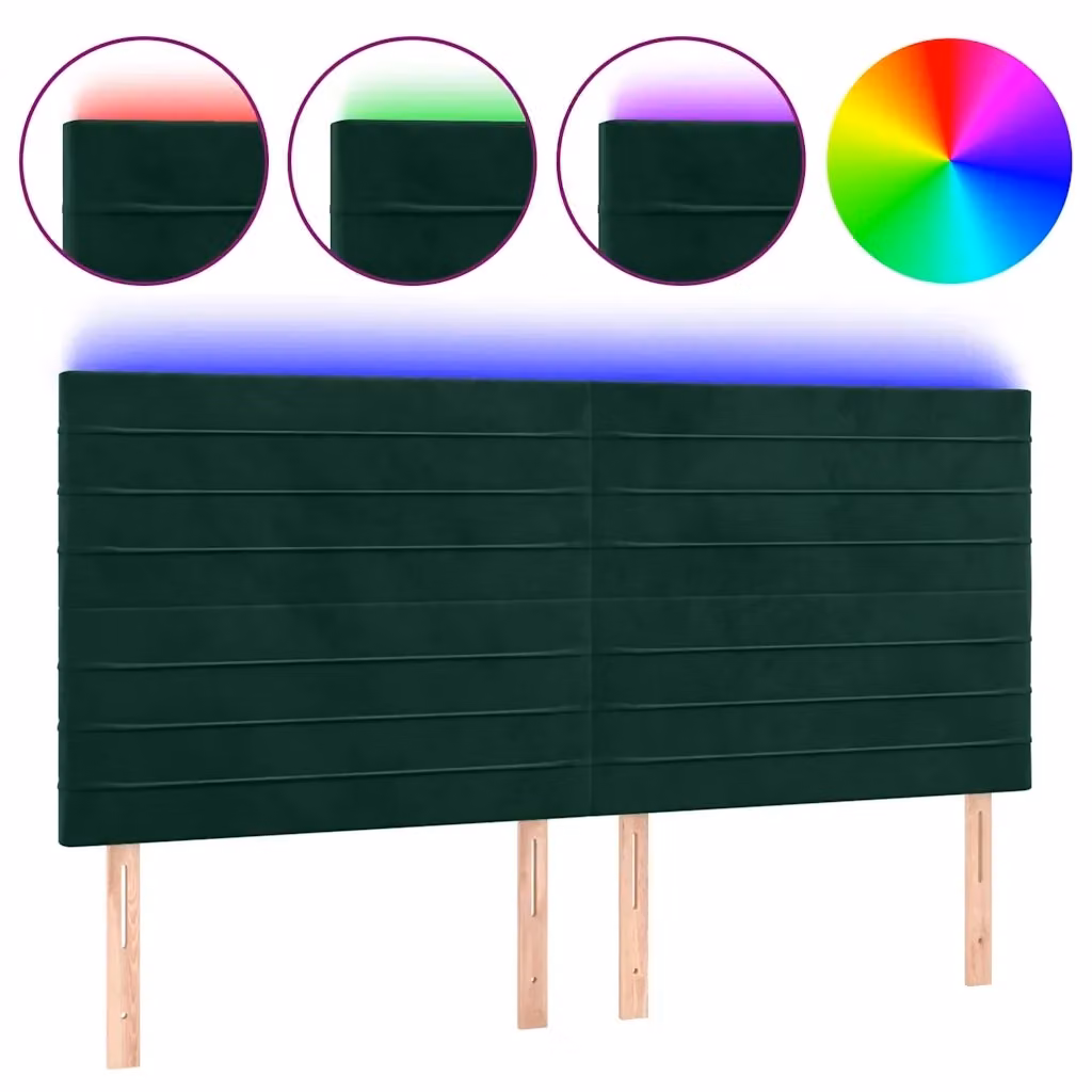 Testiera VIDAXL in Velluto Verde Scuro con Illuminazione LED e Porta USB, L: 200 cm, P: 5 cm, H: 118/128 cm – 2
