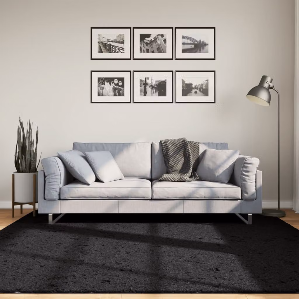 Tappeto a pelo corto vidaXL OVIEDO moderno nero 200 x 200 cm