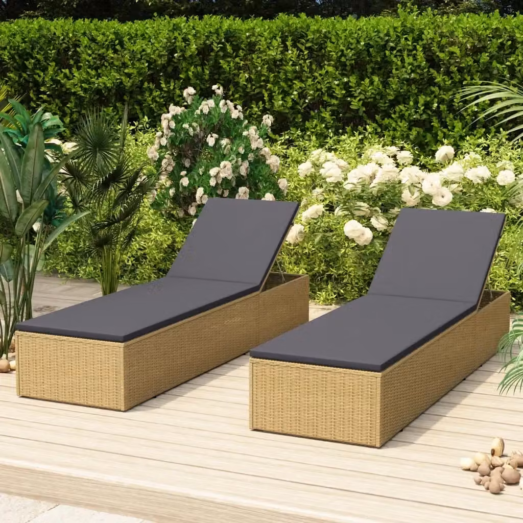 Lettino prendisole moderno in polyrattan con poggiatesta regolabile per giardino e terrazza, colori marrone e grigio scuro – 2