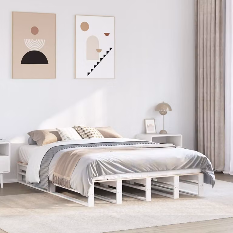 Letto senza Materasso vidaXL in Legno Massello di Pino Bianco 160x200 cm