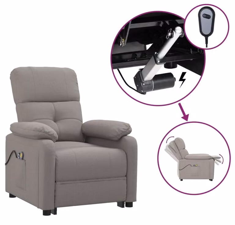 vidaXL Sedia da Massaggio Elettrica Tessuto Taupe
