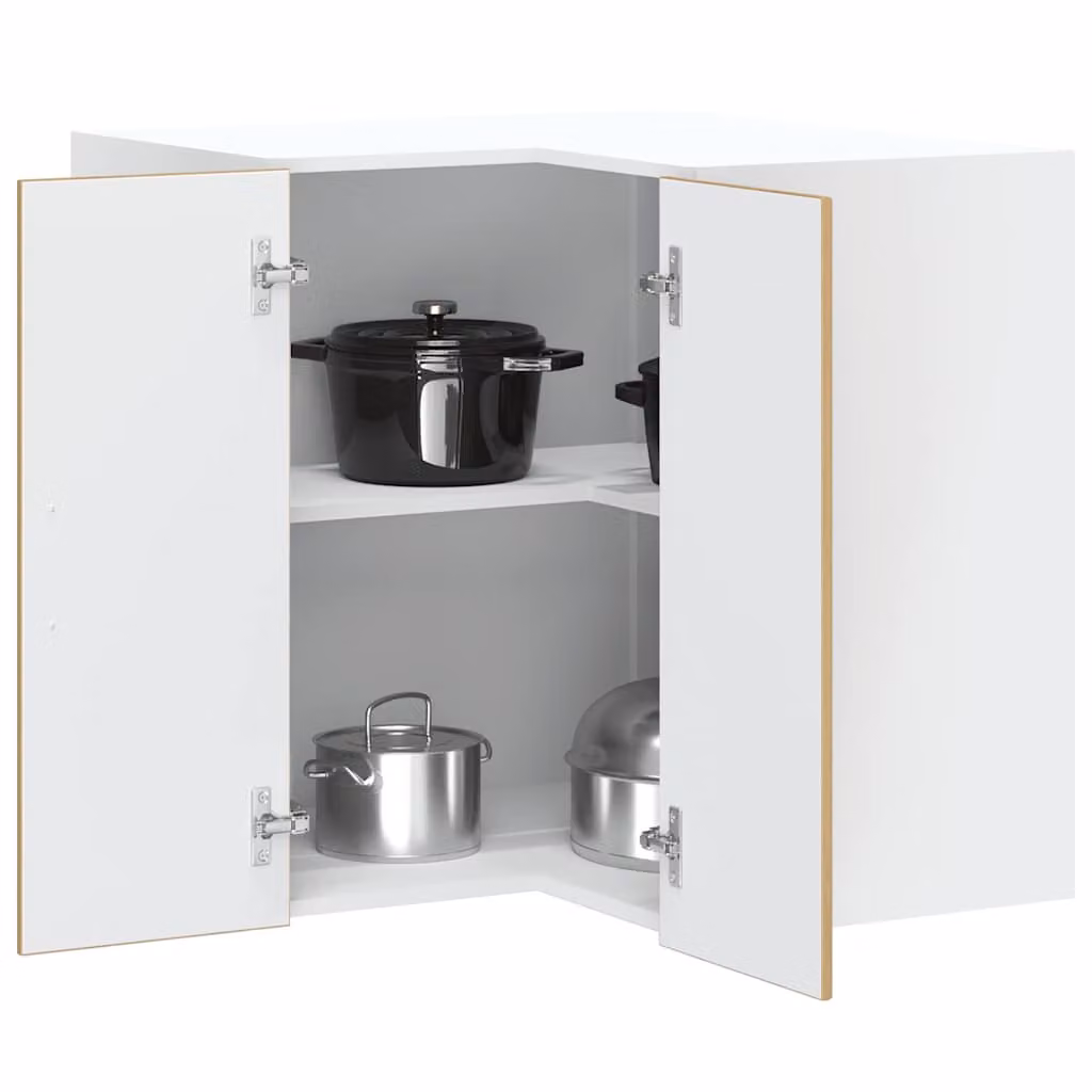Pensile da cucina ad angolo moderno vidaXL Kalmar in MDF bianco e marrone con ante a battente e ripiani interni