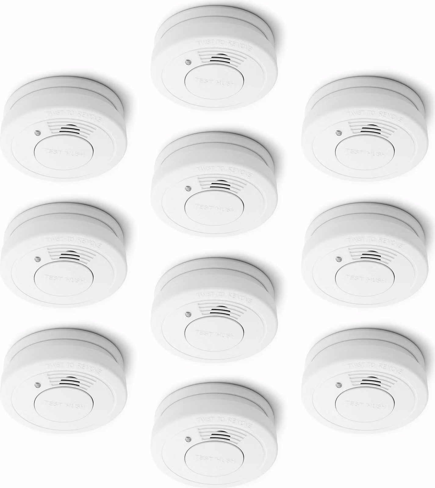 Set di rivelatori di fumo Wiltec 10x con batteria da 3 V installata permanentemente, 10 anni senza manutenzione, rivelatore di incendio con funzione HUSH, affidabile rivelatore di incendio da 85 dB, efficace protezione antincendio