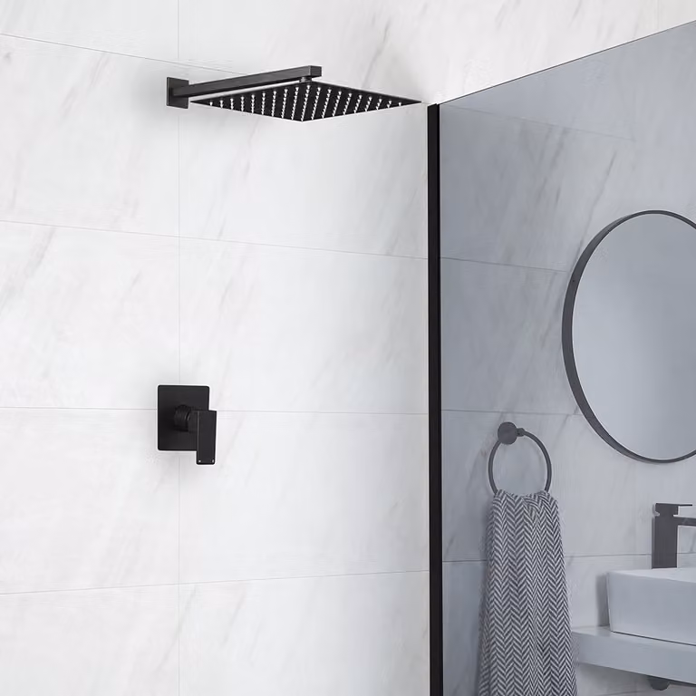 Sistema Doccia Nero con Soffione (1 Via) - Preto