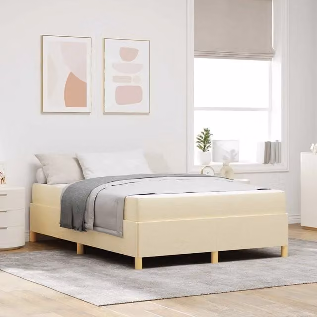 Struttura letto imbottita vidaXL in tessuto beige L 160 cm x P 200 cm x H 280 cm