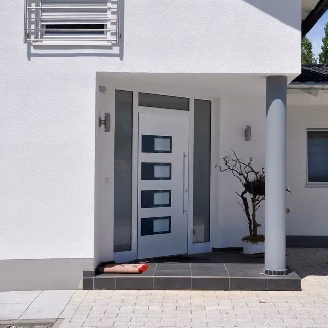 Porta Ingresso Moderna vidaXL in Alluminio e Plastica Bianca con Inserti in Vetro L: 100 cm, H: 200 cm