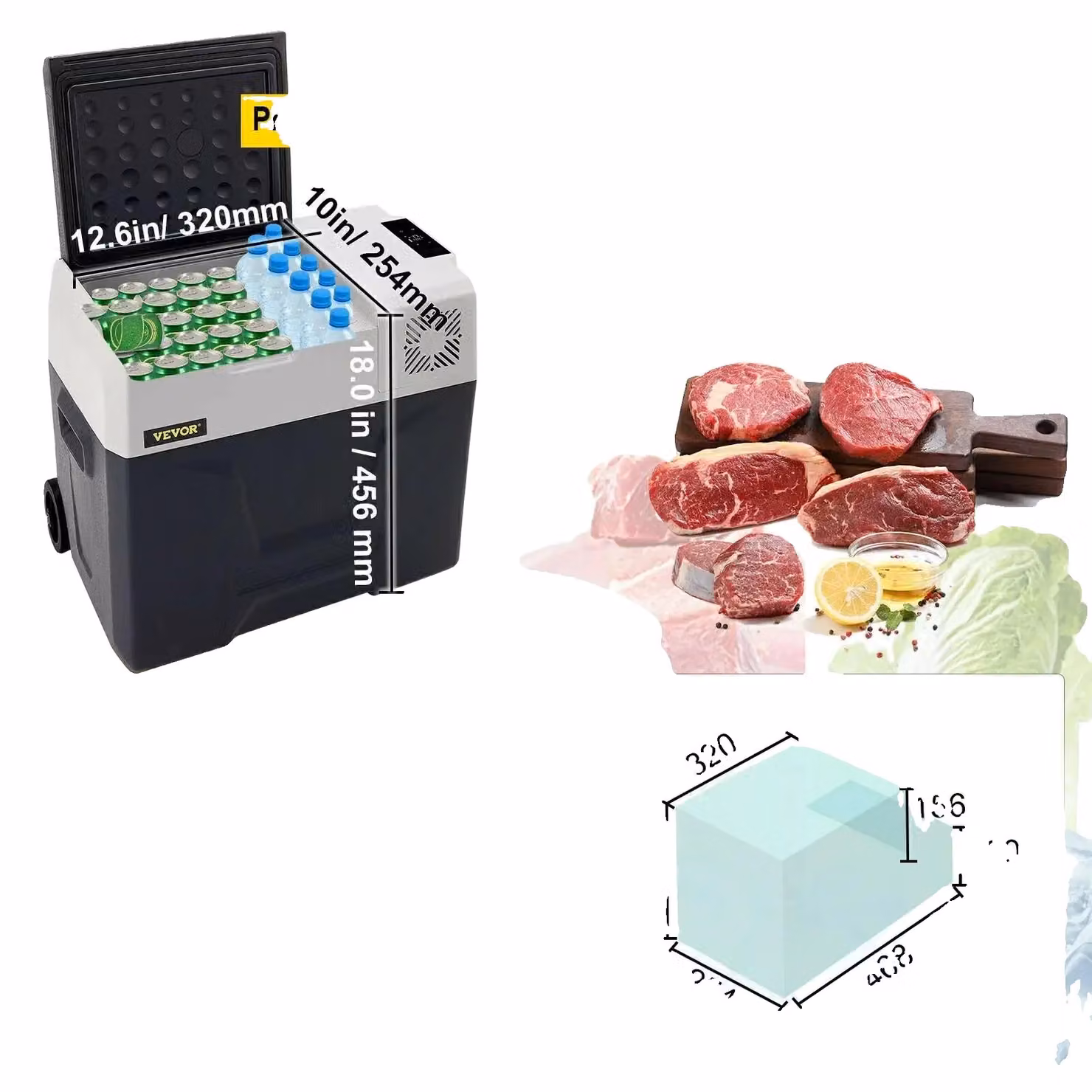Refrigeratore portatile con compressore, a basso consumo energetico, diverse capacità, 53 Qt / 50 L