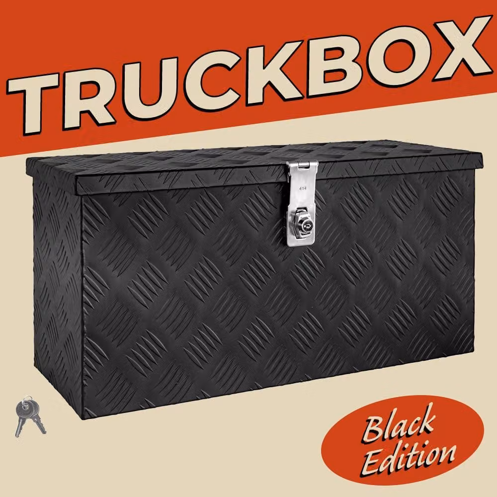 Scatola per Strumento Nero Cassetta degli attrezzi Cassone per camion Scatola di Alluminio Cassone per rimorchio con coperchio Chiudibile a chiave trucky