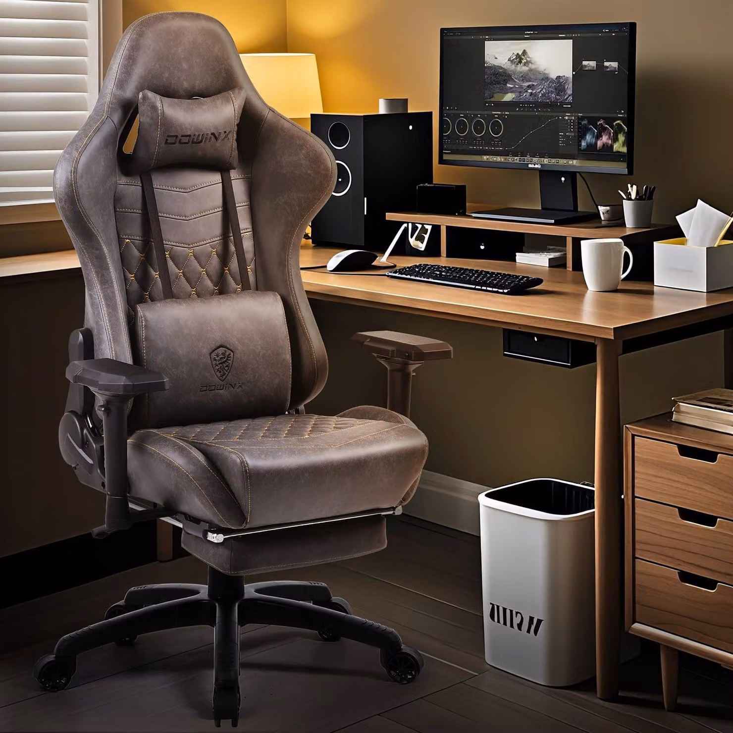 Sedia ergonomica da gaming - Sedia da ufficio - Sedia per computer - Sedia da corsa - Sedia da lavoro - Braccioli regolabili in 4 direzioni